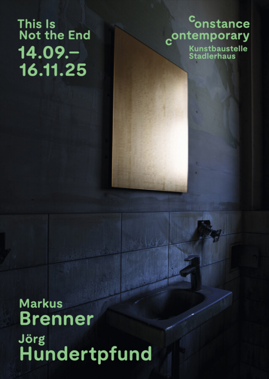 Flyer - Vorderseite, zur Ausstellung "This Is Not the End" von Markus Brenner und Jörg Hundertpfund.